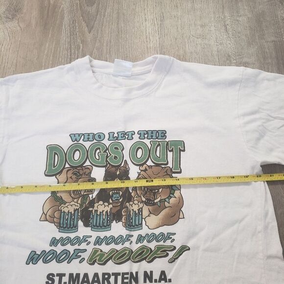 Vintage Y2K Who Let The Dogs Out T Shirt St Maarten St Martin Caribbean Size XL - Picture 7 of 8